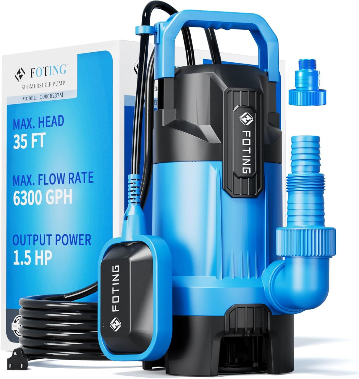 FOTING Submersible Sump Pump — High Flow, Clean & Dirty Water, Float Switch, Extra Large