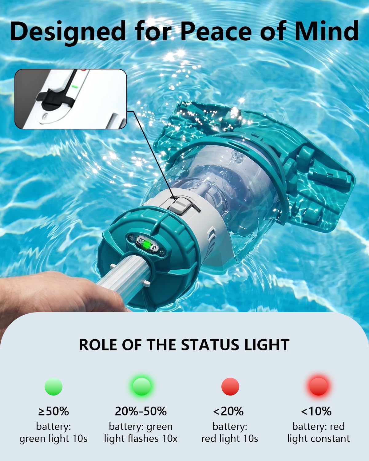 FOTING Cordless Pool Vacuum 19.5GPM — LED Display, Rechargeable