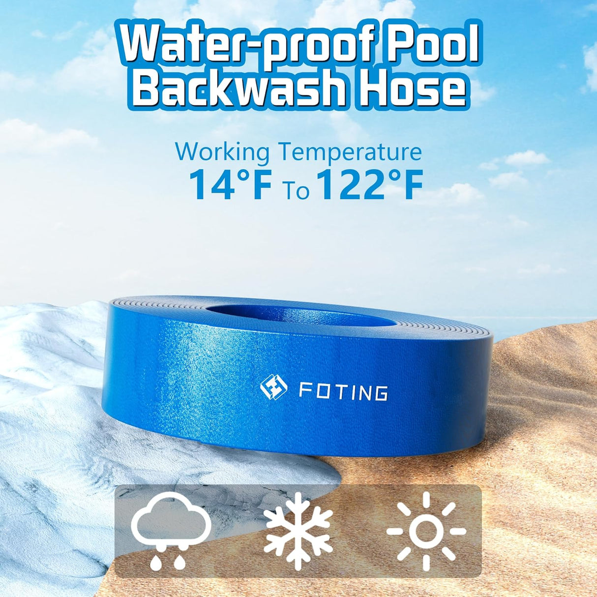 FOTING Pool Backwash Hose 50FT — 1-1/2" Heavy Duty PVC