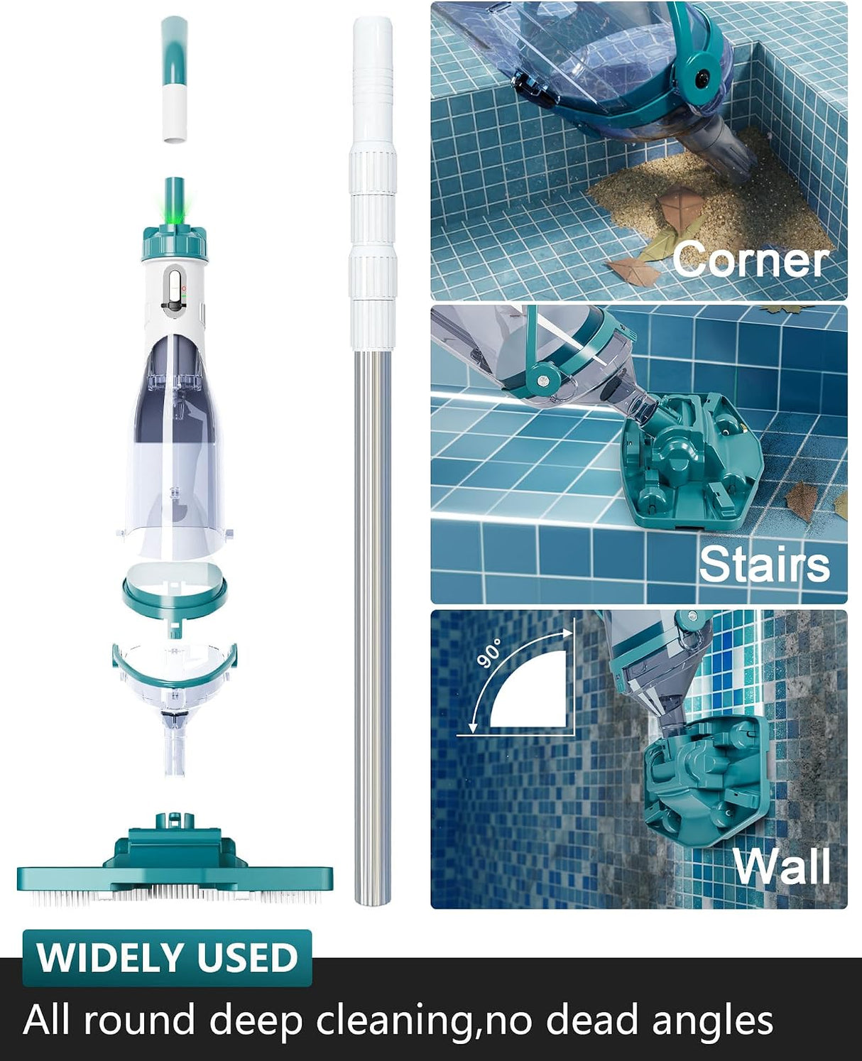 FOTING Cordless Pool Vacuum 19.5GPM — LED Display, Rechargeable