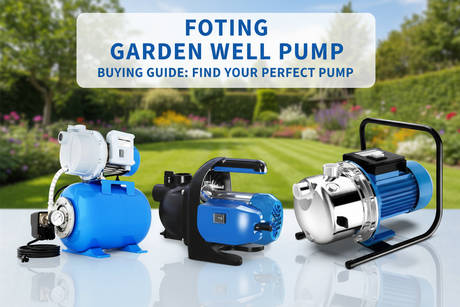 FOTING garden well pump buying guide — three shallow well jet pumps displayed side by side