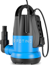 FOTING 1HP Submersible Sump Pump 4600GPH — Clean & Dirty Water, Manual, 10FT Cord