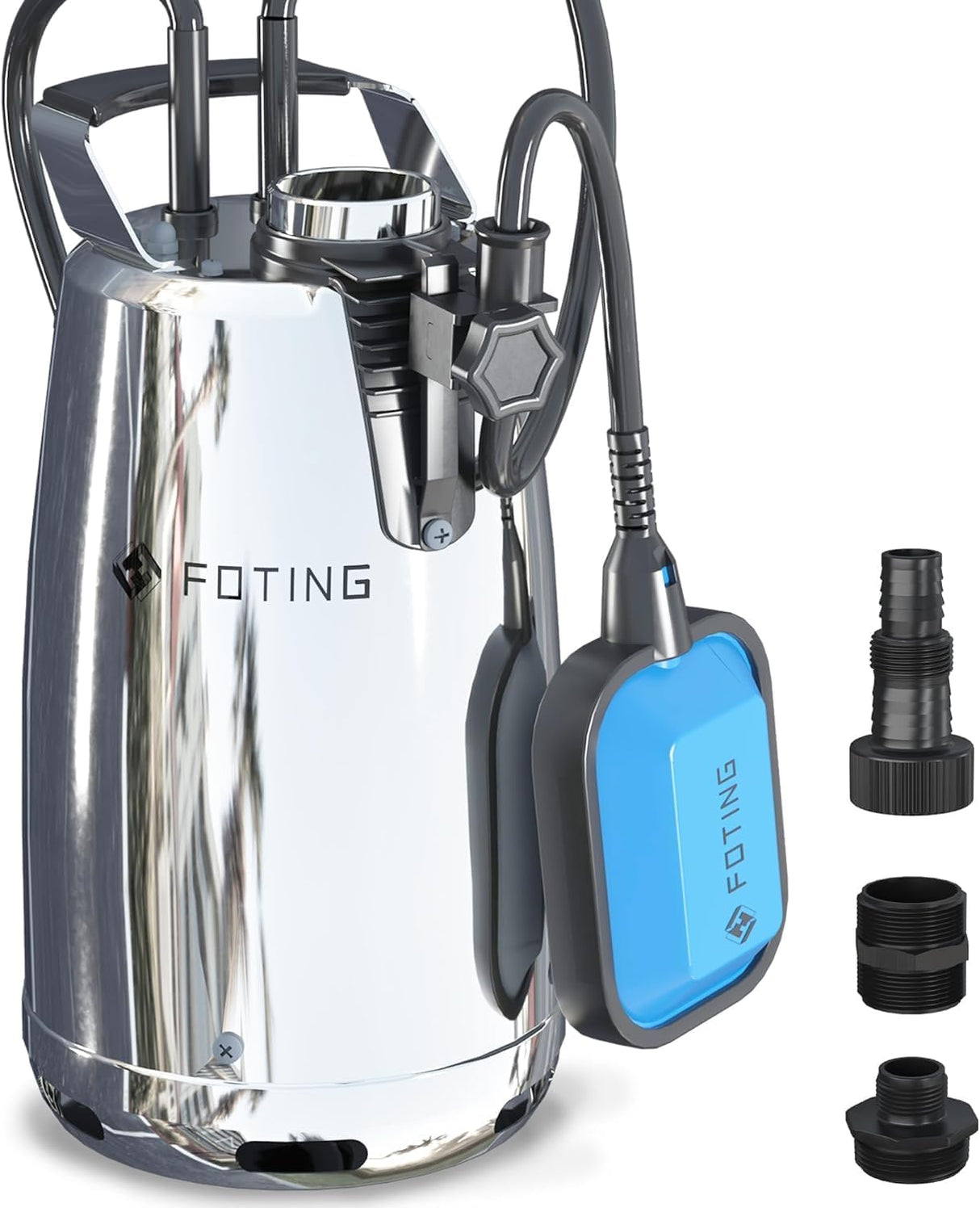 FOTING 1HP Submersible Sump Pump 4600GPH — Clean & Dirty Water, Manual, 10FT Cord