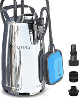 FOTING 1HP Submersible Sump Pump 4600GPH — Clean & Dirty Water, Manual, 10FT Cord