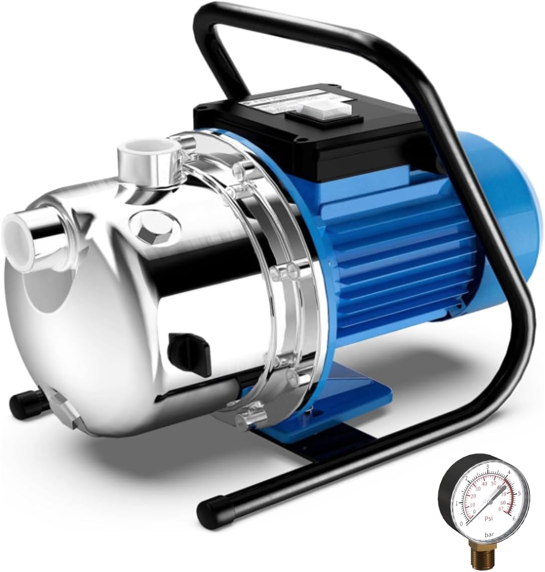 FOTING 1.6HP Shallow Well Jet Pump 1600GPH — Stainless Steel, 115V, Blue