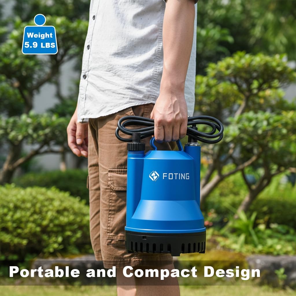 FOTING 1/4HP Submersible Sump Pump 1676GPH — Clean & Dirty Water
