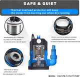 FOTING 1/2HP Submersible Sump Pump 4900GPH — Clean & Dirty Water, Blue