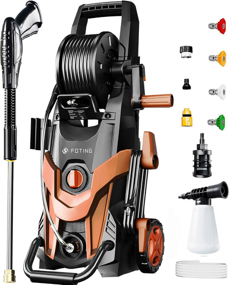 FOTING Pressure Washer 5000PSI — 8-Level Touch Screen, 34" Tall, Red