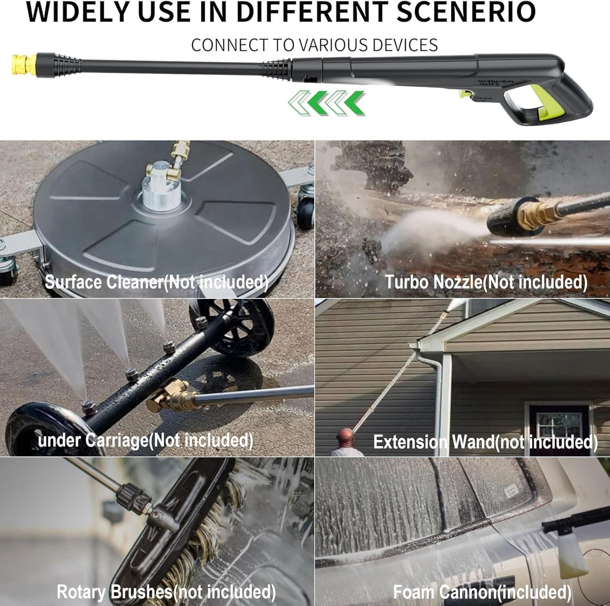 FOTING Electric Pressure Washer 4500PSI — 4 Nozzles & Foam Cannon, Green