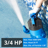 FOTING Submersible Sump Pump — High Flow, Auto Float Switch
