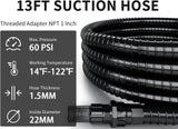 FOTING 1" Suction Hose Kit 13FT — Check Valve, NPT Adapter, PVC