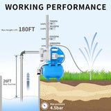 FOTING 1.6HP Shallow Well Pump 1700GPH — Pressure Tank, 180FT, Blue
