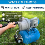 FOTING 1.5HP Shallow Well Jet Pump 1340GPH — Stainless Steel, Blue