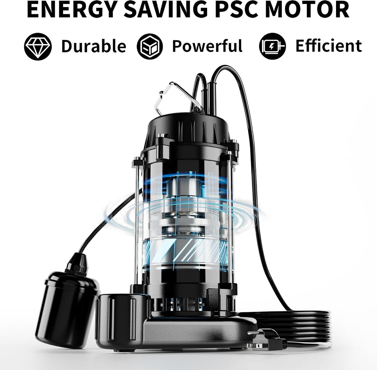 FOTING 1HP Cast Iron Sewage Pump 6000GPH — 1-1/2" NPT
