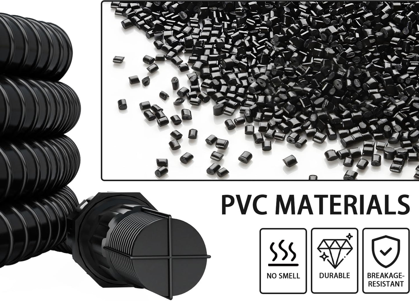 FOTING 1" Suction Hose Kit with Check Valve, PVC Water Intake Hose Set, Flexible Tubing Easy to Install for Water Pump Well Sprinkler Garden Booster Pump, All-in-One NPT 1-inch Thread Adapter, 13FT