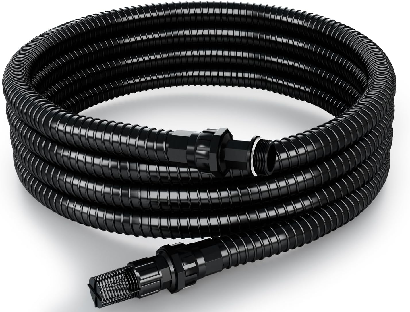 FOTING 1" Suction Hose Kit with Check Valve, PVC Water Intake Hose Set, Flexible Tubing Easy to Install for Water Pump Well Sprinkler Garden Booster Pump, All-in-One NPT 1-inch Thread Adapter, 13FT