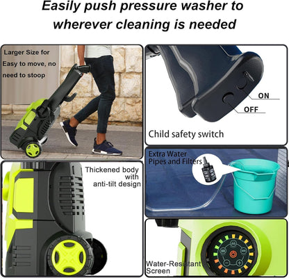 2026NEW Pressure Power Washer 4500PSI with 4 Quick Connect Nozzles, Inlet Hose & Filter, Foam Cannon for Cars/Fences/Driveways/Patios/Home Cleaning,30" X 13.2" X 12.2"