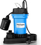 FOTING 3/4HP Submersible Sump Pump,4500 GPH Cast Iron Sewage/Effluent Pump,Automatic Tethered Float Switch,Septic Pump for Basement,Septic Tank,Basin,Sewage Well,1-1/2" NPT Discharge, Blue