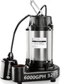 FOTING 1HP 6000GPH Sump Pump Submersible Sewage/Effluent Pump, Heavy Duty Cast Iron Septic Pump, Sump Pumps for Basement, Septic Tank, Sewage Well, Sewage System, 1-1/2'' NPT Discharge