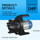 FOTING 1HP Shallow Well Jet Pump 865GPH — Stainless Steel, Blue