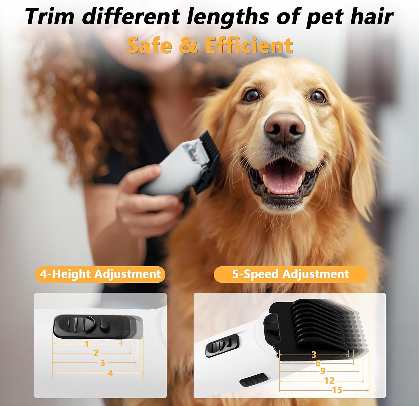 FOTING 5-in-1 Dog Grooming Vacuum, 12000Pa Dog Clippers & Shedding Brush Grooming Cleaning Tools Pet Grooming Vacuum, 2 Suction Levels Shedding Pet Hair Home Cleaning, White