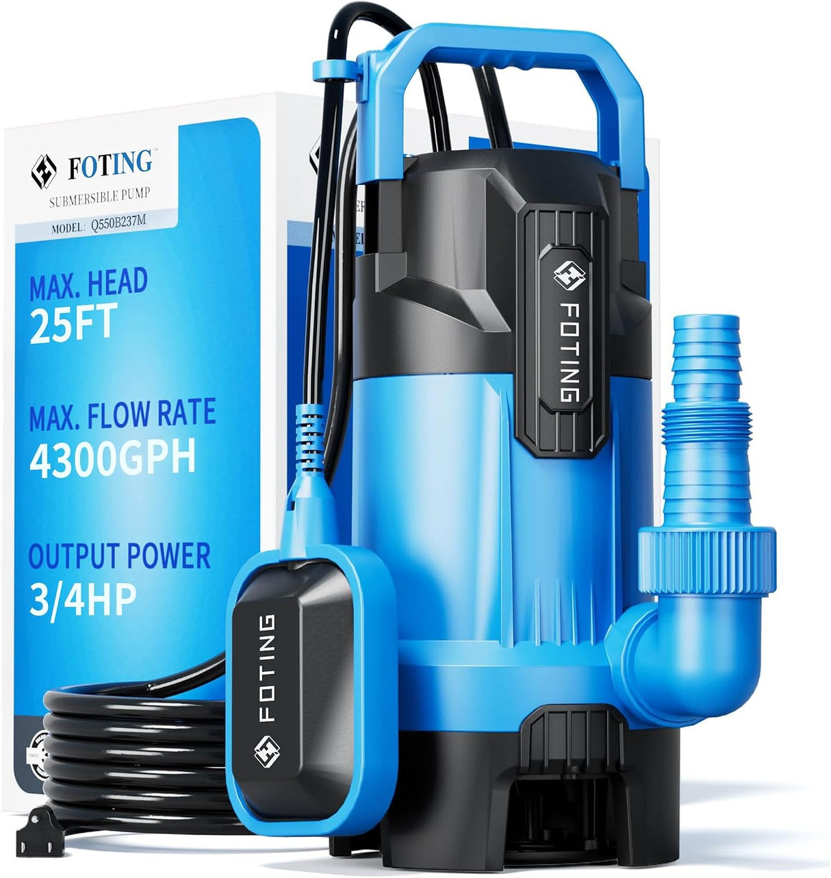 FOTING Submersible Sump Pump — High Flow, Auto Float Switch