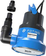 FOTING 1/2HP Submersible Utility Pump 2450GPH — Stainless Steel Base, 0.04" Depth, 10FT Cord