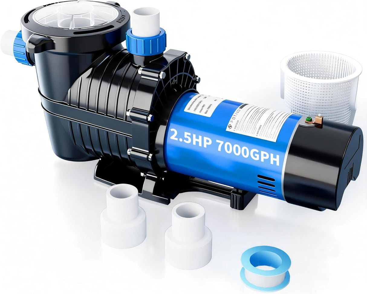 FOTING In/Above Ground Pool Pump — Self-Priming, High Flow, 1.5" & 2" NPT, Blue & Black (V2)