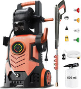 FOTING Pressure Washer 5000PSI — 8-Level Touch Screen, 34" Tall, Red (V2)