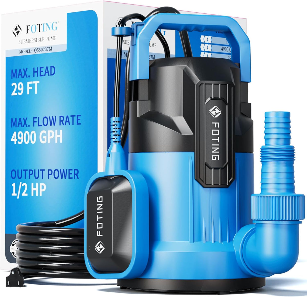 FOTING Submersible Sump Pump — High Flow, Auto Float Switch