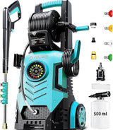 FOTING Pressure Washer 5000PSI — 8-Level Touch Screen, 34" Tall, Red