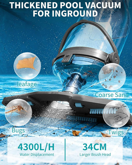 FOTING Cordless Pool Vacuum 19.5GPM — All-Angle Head, LED Display