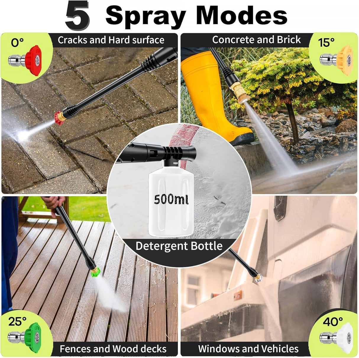 FOTING Electric Pressure Washer 4500PSI — 4 Nozzles & Foam Cannon, Green
