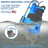 FOTING 1.5HP Submersible Sump Pump 5000GPH — Auto & Manual, Float Switch, Blue