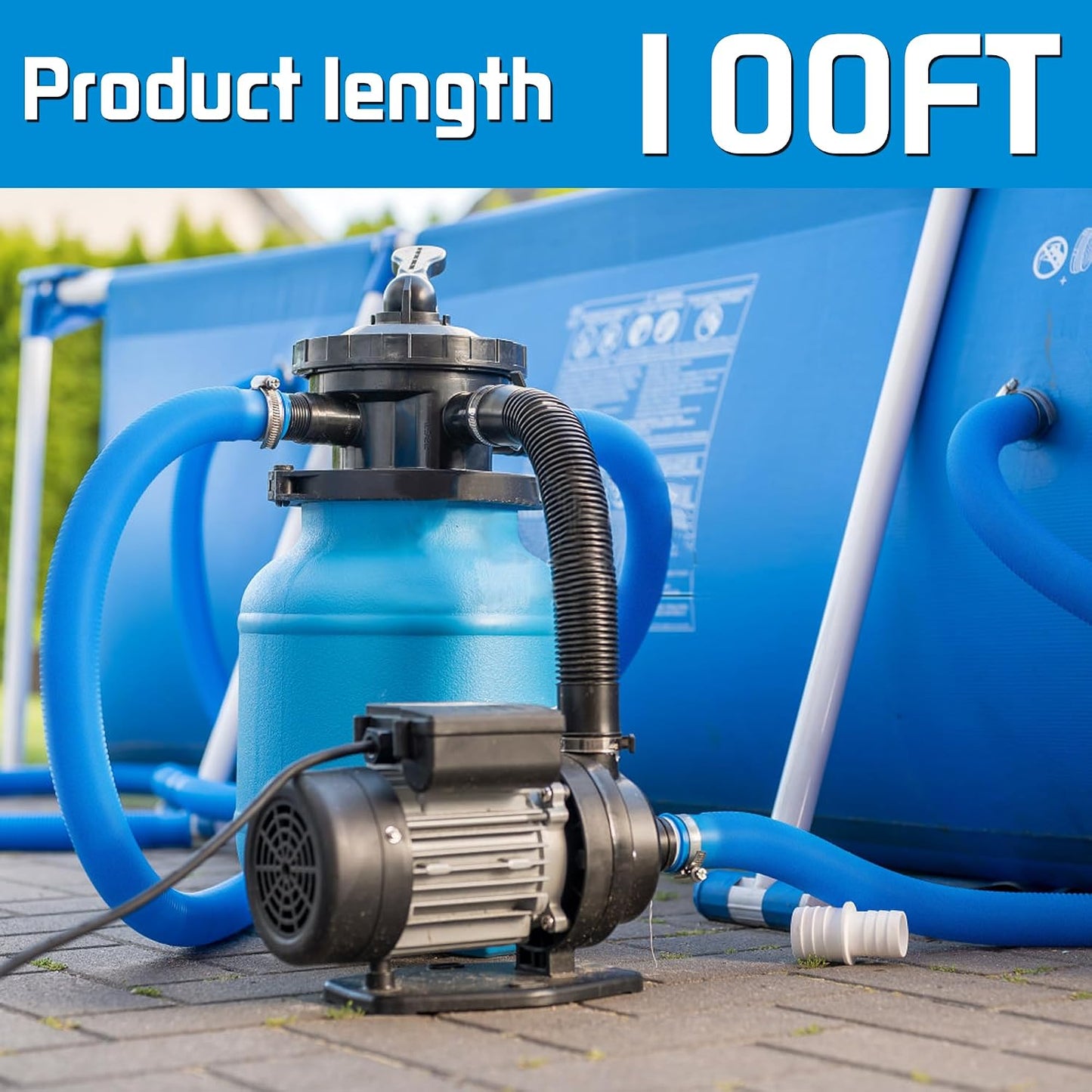 FOTING 100FT Pool Backwash Hose 1-1/2 IN, Heavy-Duty Discharge Hoses PVC Pool Drain Hose, Lay Flat Hose for Pool Drainage, Sump Pumps, Yard, Water Transfer, Weather-Proof Water Pump Hose