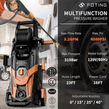FOTING Electric Pressure Washer 4500PSI — 4 Nozzles & Foam Cannon, Red