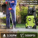 FOTING Electric Pressure Washer 4800PSI — 34" Tall, 4 Nozzles, Green