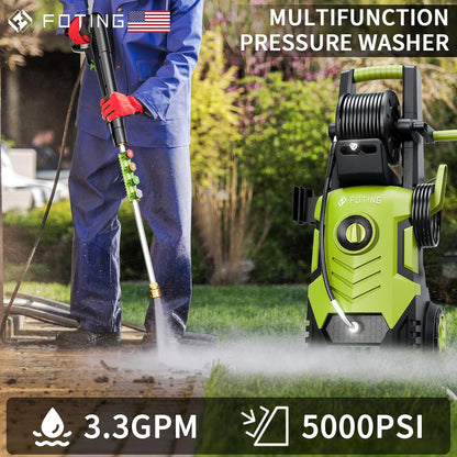 2026New Pressure Washer 4800PSI, 34" Tall, 4 Quick Connect Nozzles,Inlet Hose&Filter&500mlFoam Cannon for Cars/Fences/Driveways/Home Cleaning,Green