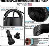 FOTING 1HP Submersible Sump Pump 4600GPH — Clean & Dirty Water, Manual, 10FT Cord