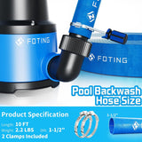 FOTING Pool Backwash Hose 10FT — 1-1/2" Heavy Duty PVC