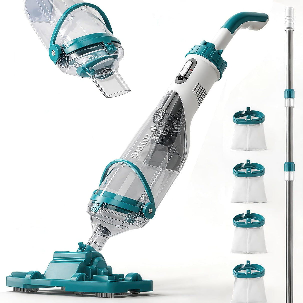 FOTING Cordless Pool Vacuum 19.5GPM — LED Display, Rechargeable