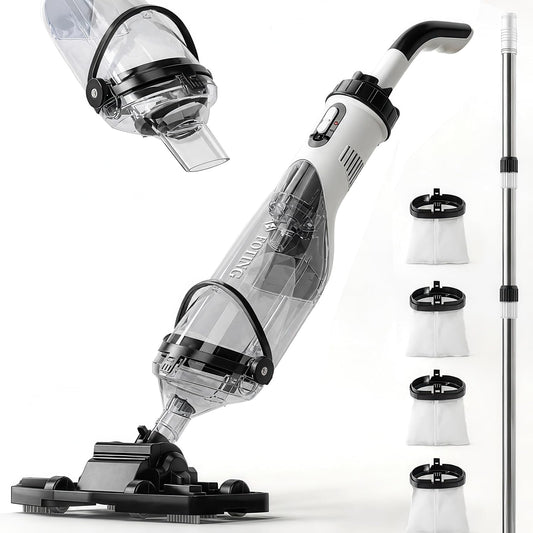 FOTING Cordless Pool Vacuum for Above Ground Pool 19.5 GPM, All-Angle Head&LED Display,Handheld Rechargeable Spa Vacuum Cleaner for Inground Pools for Hot Tub, Debris,Shallow Steps