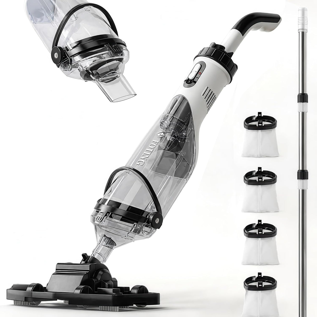 FOTING Cordless Pool Vacuum 19.5GPM — LED Display, Rechargeable