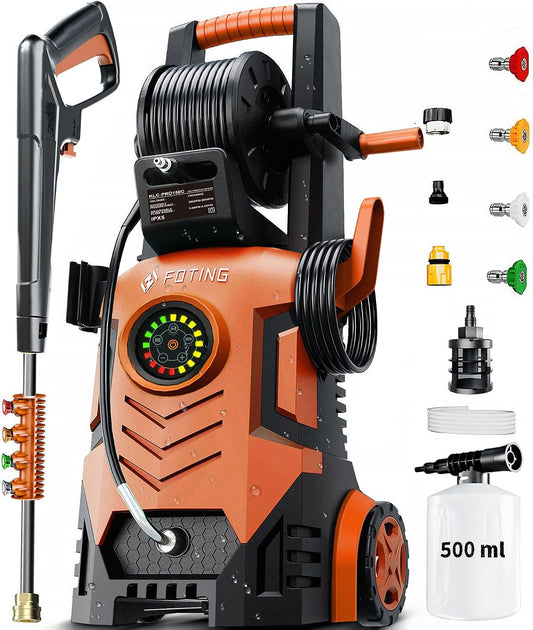 2026New Pressure Power Washer 5000PSI with Adjustable Touch Screen 8 Level, 34" Tall, 4 Quick Connect Nozzles,Inlet Hose&Filter&500mlFoam Cannon for Cars/Fences/Driveways/Home Cleaning (Red)