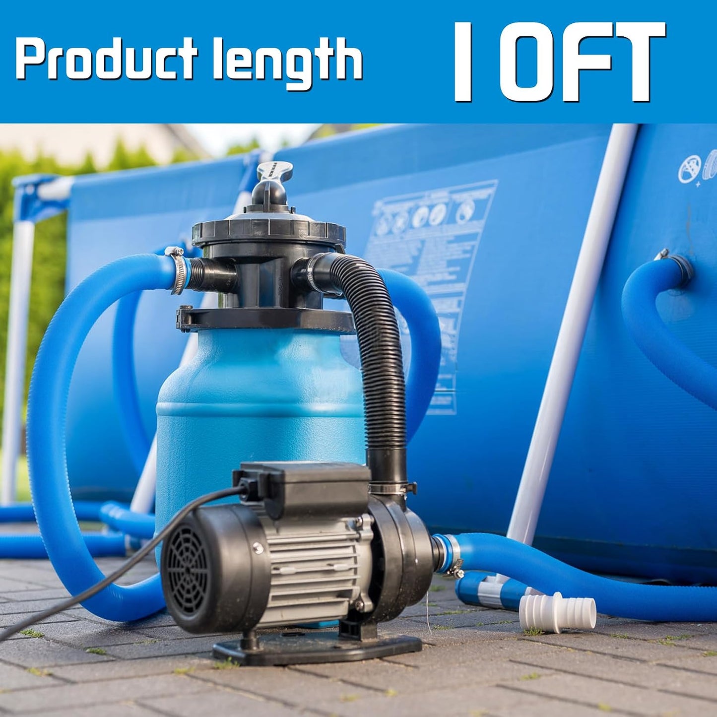 FOTING 10FT Pool Backwash Hose 1-1/2 IN, Heavy-Duty Discharge Hoses PVC Pool Drain Hose, Lay Flat Hose for Pool Drainage, Sump Pumps, Yard, Water Transfer, Weather-Proof Water Pump Hose
