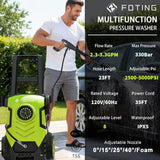 FOTING Electric Pressure Washer 4500PSI — 4 Nozzles & Foam Cannon, 30" Tall