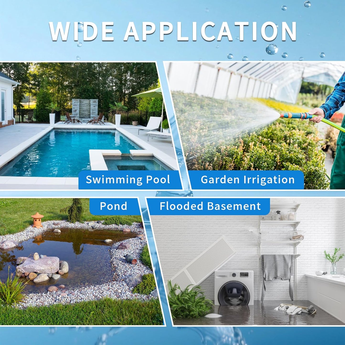 FOTING Sump Pump, High Flow Clean&Dirty Submersible Water Pump with Float Switch, Thermoplastic Electric Portable Utility Pump for Pool Draining Hot Tub Garden Basement, Extra Large